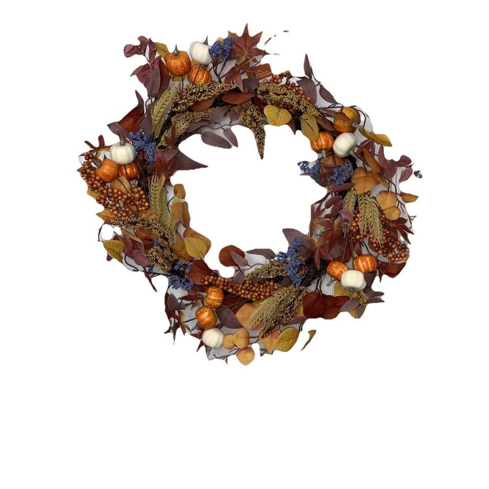 Ashland Heirloom Harvest 22in Fall Autumn Pumpkin Wreath Thanksgiving